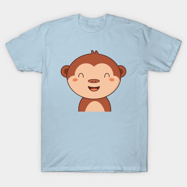 Kawaii Cute Brown Monkey T-Shirt by wordsberry